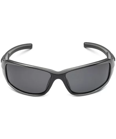 Driving Fishing Polarized Wrap Around Sports Sunglasses - Gray - C711OXK1P9Z $7.82 Sport