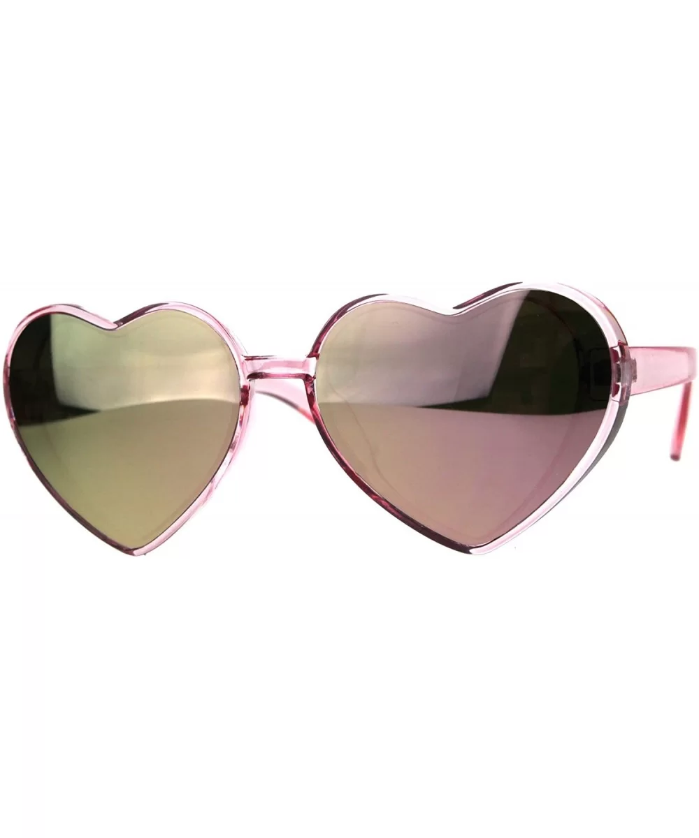 Womens Color Mirror Valentine Heart Shape Plastic Hippie Sunglasses - All Pink - C7180AKW8GN $7.04 Round