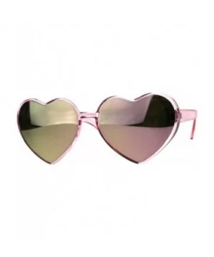 Womens Color Mirror Valentine Heart Shape Plastic Hippie Sunglasses - All Pink - C7180AKW8GN $7.04 Round