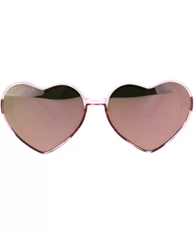 Womens Color Mirror Valentine Heart Shape Plastic Hippie Sunglasses - All Pink - C7180AKW8GN $7.04 Round