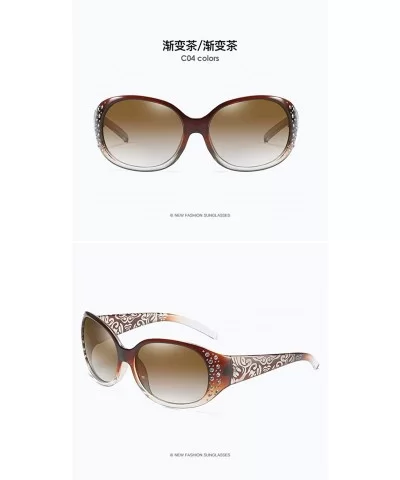 Anti Glare HD Polarized Womens Rhinestone Sunglasses Floral Eyewear - Brown - C418UXE5X3W $8.45 Rectangular