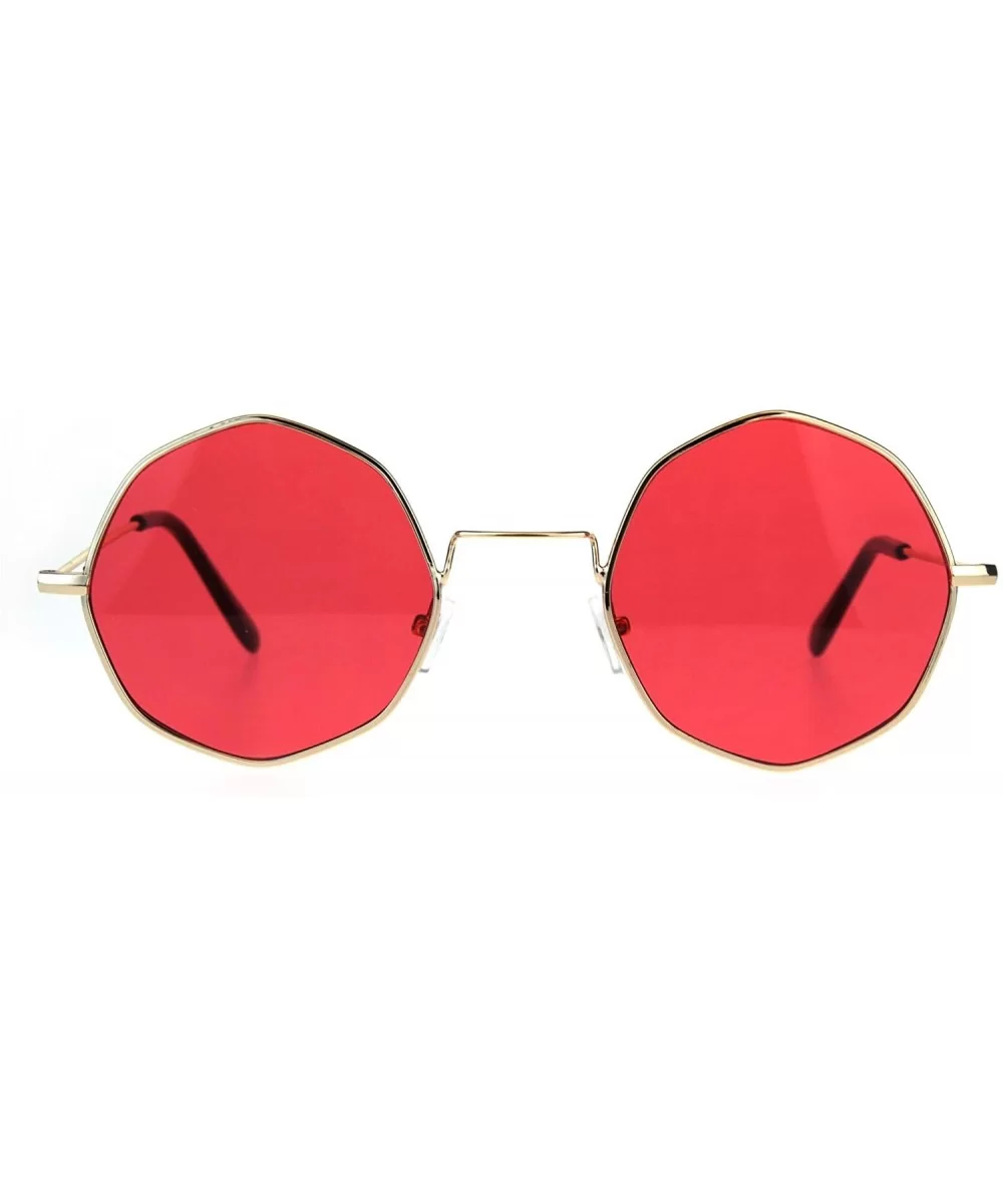 Dopy Color Lens Octagon Metal Wire Rim Pimp Hippie Sunglasses - Gold Red - C2189U5AQUL $8.86 Square