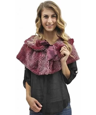 Burgundy Gradient Faux Cloche Fur Caplet Shawl - C3115VRE31B $45.41 Wrap