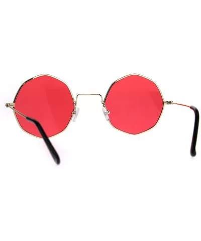 Dopy Color Lens Octagon Metal Wire Rim Pimp Hippie Sunglasses - Gold Red - C2189U5AQUL $8.86 Square