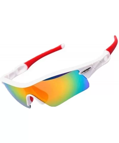 Polarized Sunglasses Interchangeable Cycling Baseball - White and Red - C7184KDRGE2 $45.61 Sport