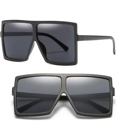 Oversized Square Flat Top Huge Fashion Sunglasse for Women Men Light Weight - Matte Black Frame Black Lens - C218H26NEDC $14....