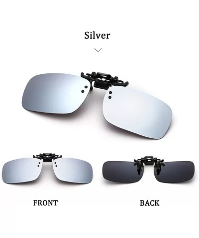 Polarized Clip-on Flip Up Night Vision Glasses Sunglasses Multi-Scenario Wear Over Prescription Glasses - Silver - CQ18N8ZW2N...