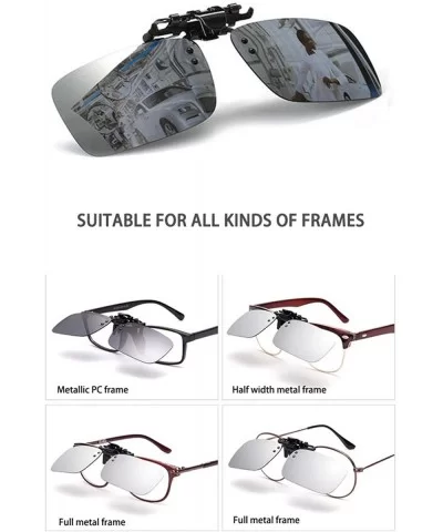 Polarized Clip-on Flip Up Night Vision Glasses Sunglasses Multi-Scenario Wear Over Prescription Glasses - Silver - CQ18N8ZW2N...