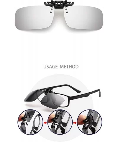 Polarized Clip-on Flip Up Night Vision Glasses Sunglasses Multi-Scenario Wear Over Prescription Glasses - Silver - CQ18N8ZW2N...