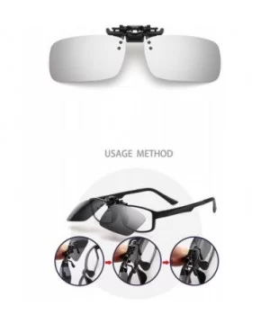 Polarized Clip-on Flip Up Night Vision Glasses Sunglasses Multi-Scenario Wear Over Prescription Glasses - Silver - CQ18N8ZW2N...