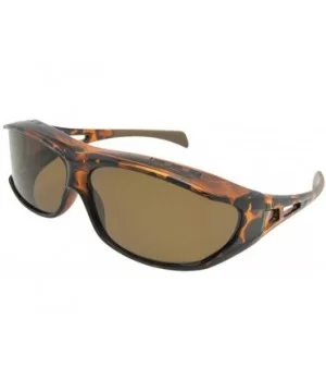 Fit Over Sunglasses Wrap Around Curved Lens Polarized Style F6 - Tortoise Frame Polarized Brown Lenses - C418R8S929K $16.76 Wrap