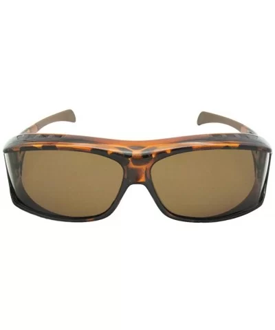 Fit Over Sunglasses Wrap Around Curved Lens Polarized Style F6 - Tortoise Frame Polarized Brown Lenses - C418R8S929K $16.76 Wrap