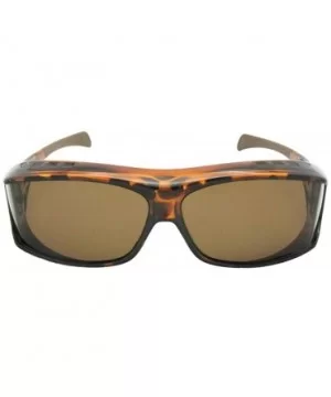 Fit Over Sunglasses Wrap Around Curved Lens Polarized Style F6 - Tortoise Frame Polarized Brown Lenses - C418R8S929K $16.76 Wrap