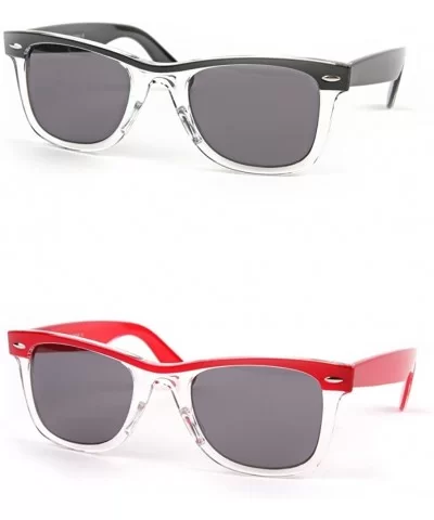 Retro Wayfarer Two-tone Color Frame Fashion Sunglasses P1096 - 2 Pcs Black-smoke & Red Smoke Lens - CO122N276RT $8.80 Wayfarer