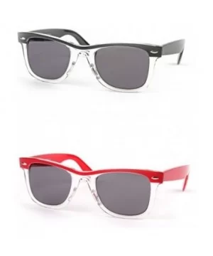 Retro Wayfarer Two-tone Color Frame Fashion Sunglasses P1096 - 2 Pcs Black-smoke & Red Smoke Lens - CO122N276RT $8.80 Wayfarer