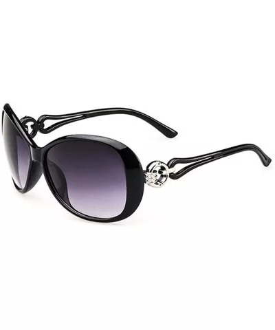 UV400 Sunglasses for Women Vintage Big Frame Sun Glasses Ladies Shades - Black - CZ19600AMZZ $16.48 Oval