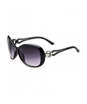 UV400 Sunglasses for Women Vintage Big Frame Sun Glasses Ladies Shades - Black - CZ19600AMZZ $16.48 Oval