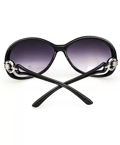 UV400 Sunglasses for Women Vintage Big Frame Sun Glasses Ladies Shades - Black - CZ19600AMZZ $16.48 Oval