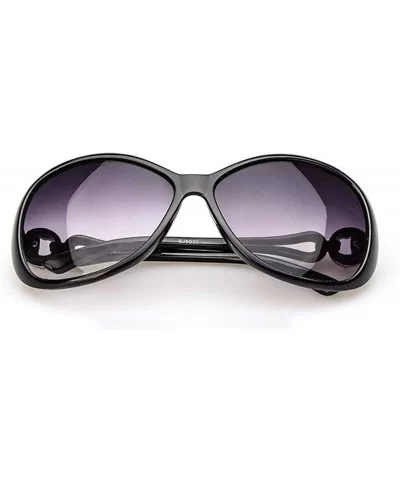 UV400 Sunglasses for Women Vintage Big Frame Sun Glasses Ladies Shades - Black - CZ19600AMZZ $16.48 Oval