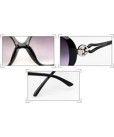 UV400 Sunglasses for Women Vintage Big Frame Sun Glasses Ladies Shades - Black - CZ19600AMZZ $16.48 Oval