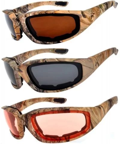 Set of 2- 3 Pairs Motorcycle CAMO Padded Foam Sport Glasses Colored Lens - Camo3_brown_smoke_pink - CH183YCENM4 $12.80 Goggle