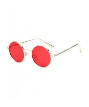 Fashion Punk Style Small Round Sunglasses Lady Vintage Men Metal Full Frame Sun Glasses UV400 - Gold Red - CO18RI03Z7K $7.36 ...