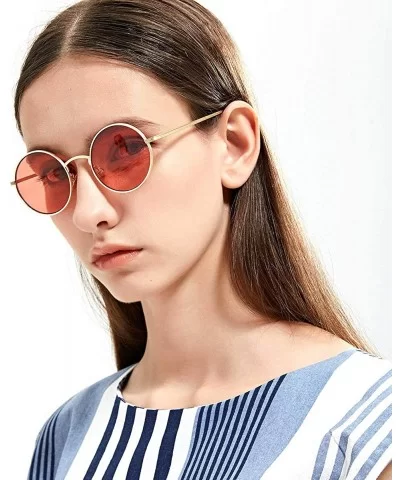 Fashion Punk Style Small Round Sunglasses Lady Vintage Men Metal Full Frame Sun Glasses UV400 - Gold Red - CO18RI03Z7K $7.36 ...