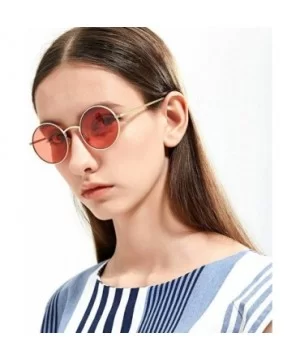 Fashion Punk Style Small Round Sunglasses Lady Vintage Men Metal Full Frame Sun Glasses UV400 - Gold Red - CO18RI03Z7K $7.36 ...