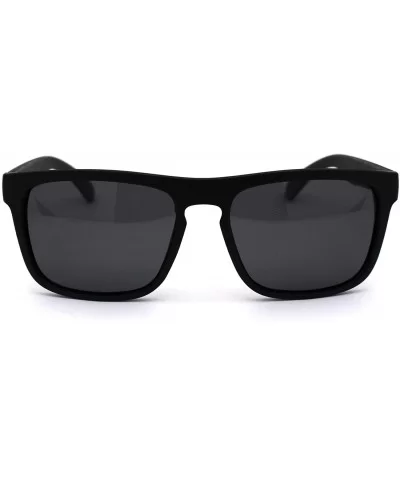 Polarized Mens Rectangular Keyhole Simple Designer Sunglasses - Matte Black Gold Black - C0199DWDM6M $7.58 Rectangular