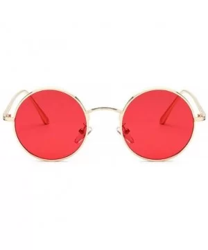 Fashion Punk Style Small Round Sunglasses Lady Vintage Men Metal Full Frame Sun Glasses UV400 - Gold Red - CO18RI03Z7K $7.36 ...