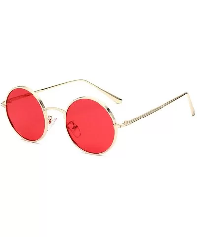 Fashion Punk Style Small Round Sunglasses Lady Vintage Men Metal Full Frame Sun Glasses UV400 - Gold Red - CO18RI03Z7K $7.36 ...