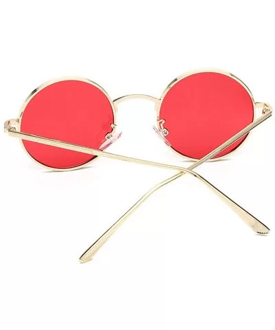 Fashion Punk Style Small Round Sunglasses Lady Vintage Men Metal Full Frame Sun Glasses UV400 - Gold Red - CO18RI03Z7K $7.36 ...