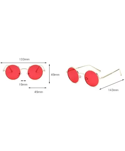 Fashion Punk Style Small Round Sunglasses Lady Vintage Men Metal Full Frame Sun Glasses UV400 - Gold Red - CO18RI03Z7K $7.36 ...