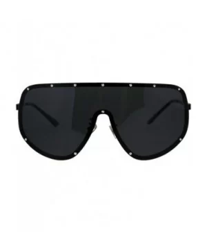 Mens Polarized Anti-glare Shield Metal Rim Robotic Sunglasses - All Black - C3186GIM463 $12.77 Shield