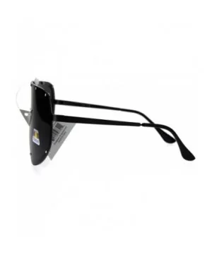 Mens Polarized Anti-glare Shield Metal Rim Robotic Sunglasses - All Black - C3186GIM463 $12.77 Shield