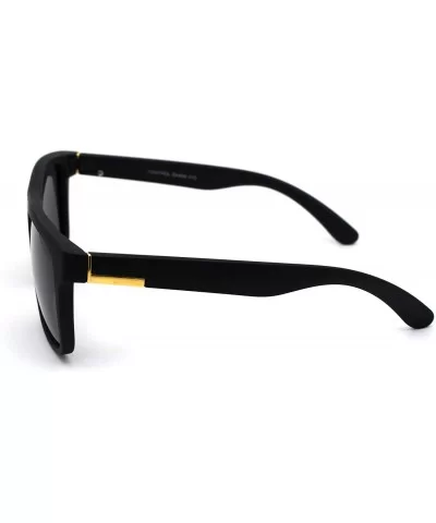 Polarized Mens Rectangular Keyhole Simple Designer Sunglasses - Matte Black Gold Black - C0199DWDM6M $7.58 Rectangular