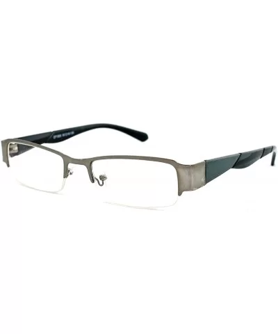 Slim Metal Half Frame Temple Design Clear Lens Glasses with Spring Hinge - Silver - CI11PA0S7Q5 $11.26 Square