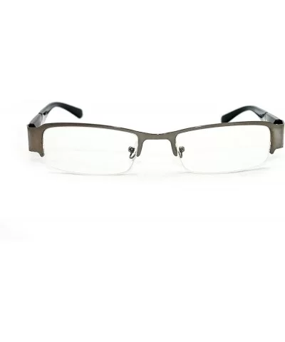 Slim Metal Half Frame Temple Design Clear Lens Glasses with Spring Hinge - Silver - CI11PA0S7Q5 $11.26 Square