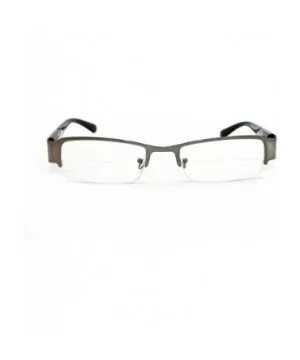 Slim Metal Half Frame Temple Design Clear Lens Glasses with Spring Hinge - Silver - CI11PA0S7Q5 $11.26 Square