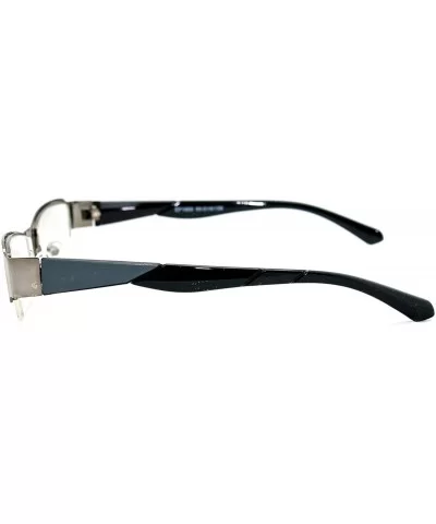 Slim Metal Half Frame Temple Design Clear Lens Glasses with Spring Hinge - Silver - CI11PA0S7Q5 $11.26 Square