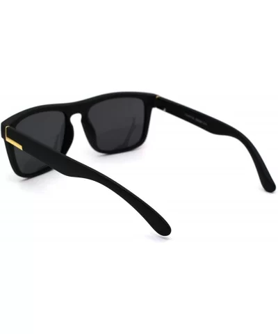 Polarized Mens Rectangular Keyhole Simple Designer Sunglasses - Matte Black Gold Black - C0199DWDM6M $7.58 Rectangular