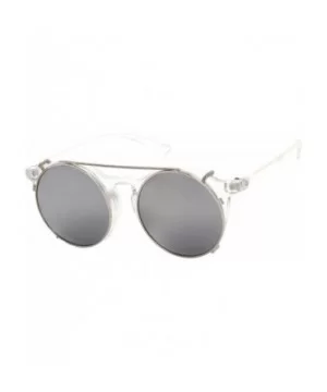 Unisex SJT-9736 Flip-up Detachable Lens Pantos Round Sunglasses - Clear+silver - CL12D7WB6DJ $7.42 Sport