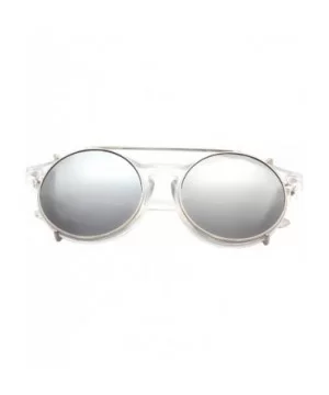 Unisex SJT-9736 Flip-up Detachable Lens Pantos Round Sunglasses - Clear+silver - CL12D7WB6DJ $7.42 Sport