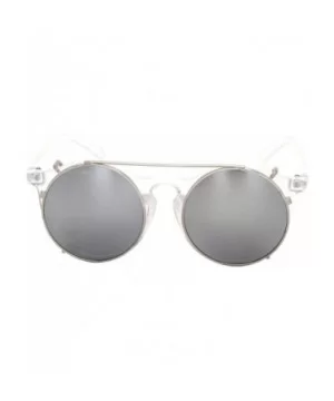 Unisex SJT-9736 Flip-up Detachable Lens Pantos Round Sunglasses - Clear+silver - CL12D7WB6DJ $7.42 Sport