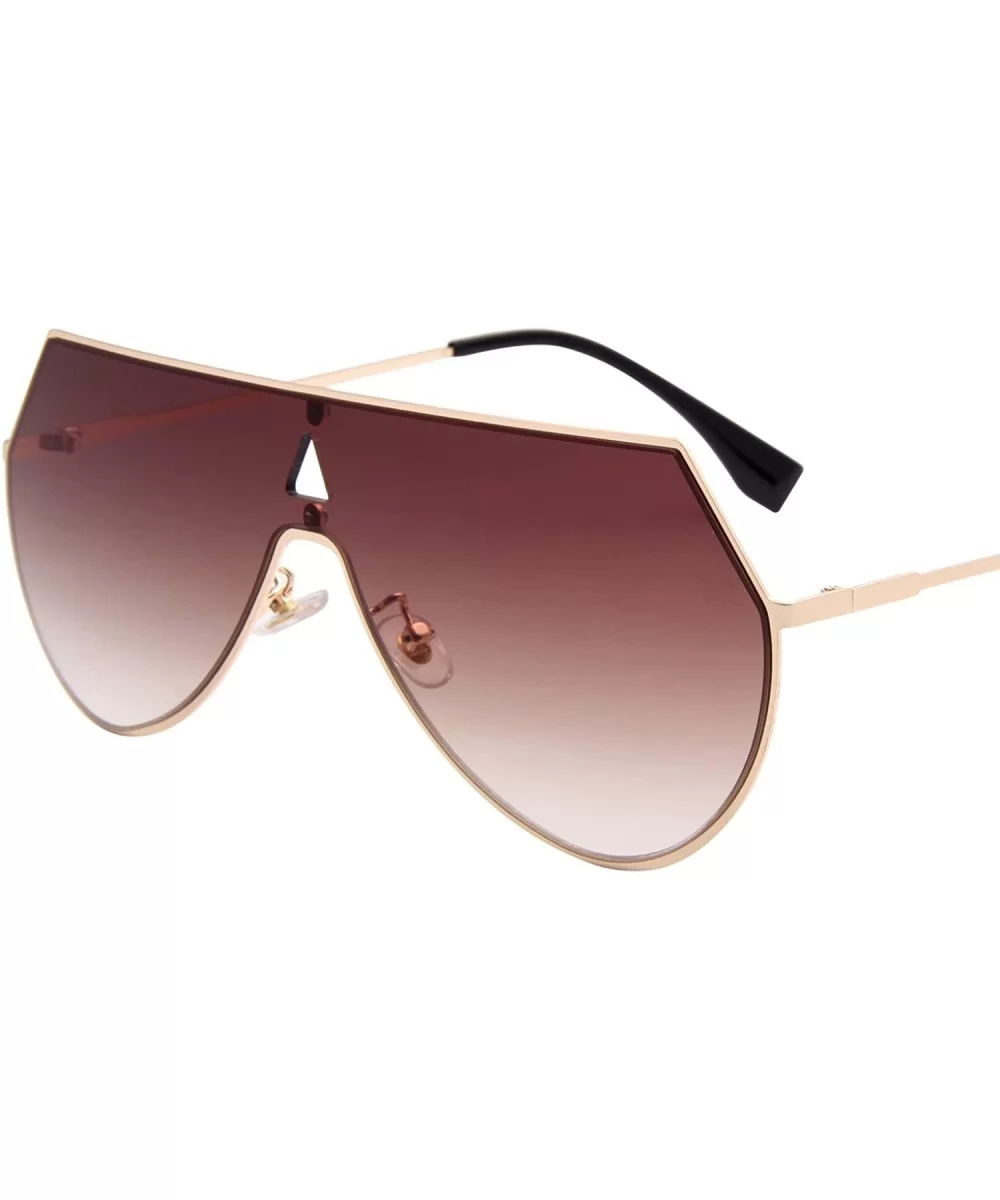 Mirrored Flat Lenses Fashion Metal Frame Women Sunglasses LS7009 - Gold/Brown - C8183KZHUTZ $10.58 Goggle