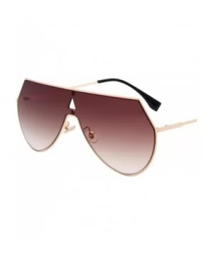 Mirrored Flat Lenses Fashion Metal Frame Women Sunglasses LS7009 - Gold/Brown - C8183KZHUTZ $10.58 Goggle