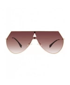 Mirrored Flat Lenses Fashion Metal Frame Women Sunglasses LS7009 - Gold/Brown - C8183KZHUTZ $10.58 Goggle