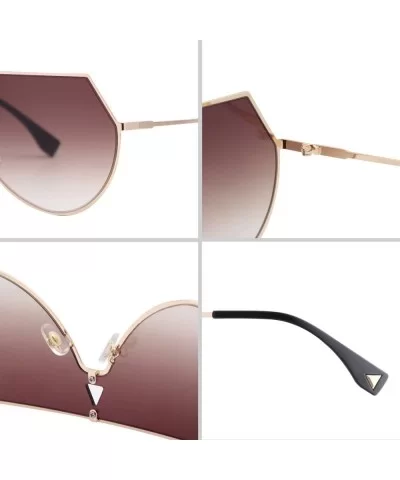 Mirrored Flat Lenses Fashion Metal Frame Women Sunglasses LS7009 - Gold/Brown - C8183KZHUTZ $10.58 Goggle