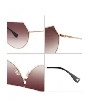 Mirrored Flat Lenses Fashion Metal Frame Women Sunglasses LS7009 - Gold/Brown - C8183KZHUTZ $10.58 Goggle