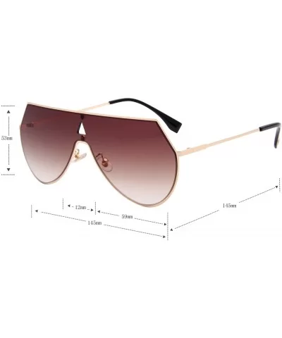 Mirrored Flat Lenses Fashion Metal Frame Women Sunglasses LS7009 - Gold/Brown - C8183KZHUTZ $10.58 Goggle